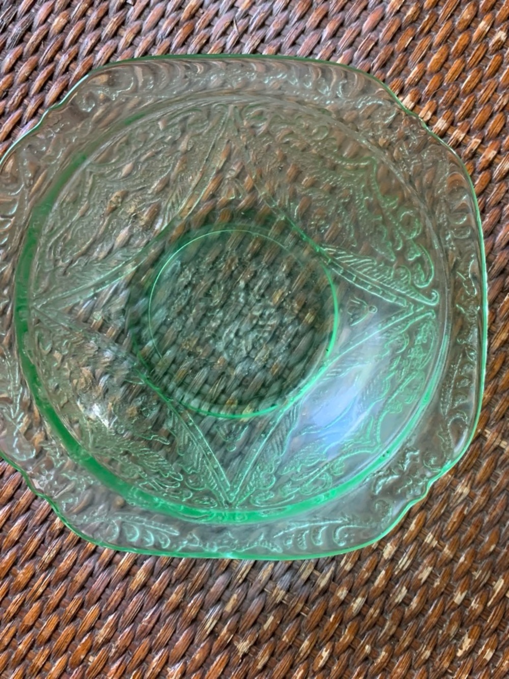 Green Pressed Glass Decorative Bowl - Home Art